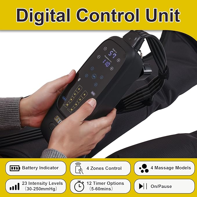 Air Compression Therapy System Leg Massager for Pain and Circulation Full Leg Recovery Boots Cordless Air Compression Boots Fast Recovery Therapy for Athletes M