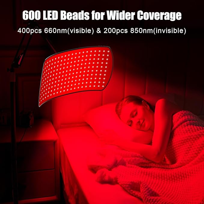Red Light Therapy for Body 600 Lamp Beads 10 in 1 Red Light Therapy Lamp Convertible to Wearable Belt 660nm 850nm Infrared Light Therapy for Body Face Portable Redlight Therapy Device for Home Use