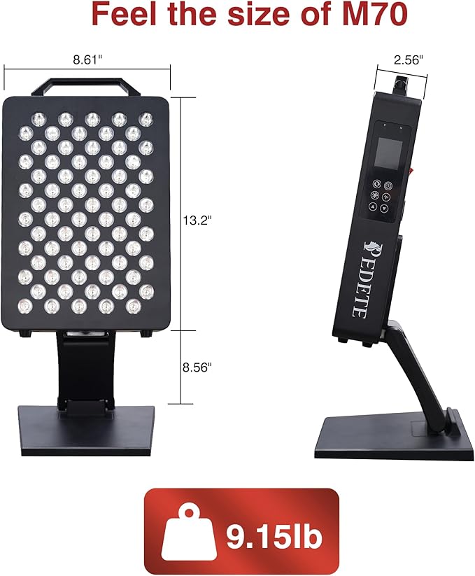 Red Light Therapy for Face and Body 630nm 660nm 810nm and 850nm Near Infrared Light Therapy Panel 70 Dual Chip LEDs High Power LED Light Therapy Device for Skin Care Sleep Pain Relief. M70