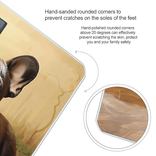 Digital Bathroom Scale for Body Weight Scale with Bright LCD Display High Accuracy Step-On Technology Auto On/Off Cute French Bulldog Graphics Digital Scales 400 Lbs /180kg