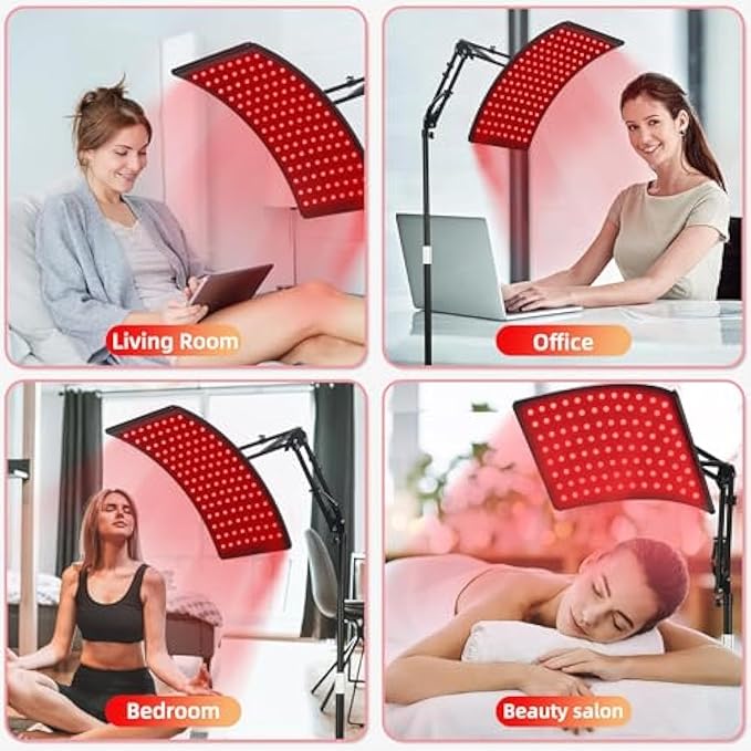 Red Light Therapy Beauty Lamp 660nm 850nm LED Panel – Infrared Light for Skin Appearance Glow &amp Self-Care – Adjustable Timer &amp Brightness – at-Home LED Beauty Light