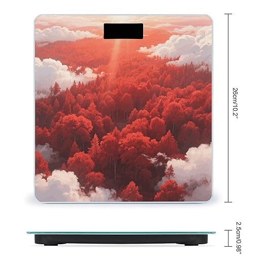 Red Sun Forest Weight Scale Large Digital Bathroom Scales with Bright LED Display Non Slip Digital Scale and Step On Fashion Weighing Machine for Body