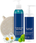 1% Salicylic Acid Bodywash 375 mL with Loofah &amp 5% Lactic Acid Lotion 200 mL for Women | Helps to Prevent Body Acne Cleanses Skin &amp Nourishes Skin | Paraben and SLS Free