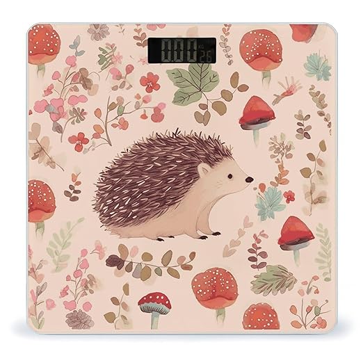 Lovely Hedgehog Weight Scale Large Bathroom Scales Digital Weight with Bright LED Display Non Slip Automatic Weighing Scale Fashion Weighing Machine for Body