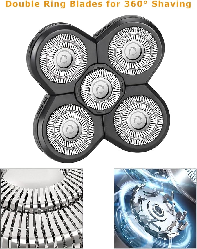 3PCS 5 Men's Electric Shaver Replacement Heads Razor Head Shavers for Bald and Face Shaving Beard Cutter for Men with Brush Accessories