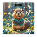 Cartoon Animated Beaver Bathroom Scale Automatic Power On/Off Body Scales LCD Backlight Display Square Digital Scale Rounded Corners Bathroom Scales for Home Bedrooms