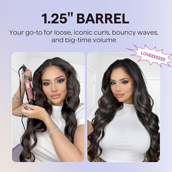 Wavytalk 5 in 1 Curling Iron Set with Curling Brush and 4 Interchangeable Ceramic Curling Wand (0.35-1.25”) Wand Curling Iron Instant Heat Up Dual Voltage Hair Curler