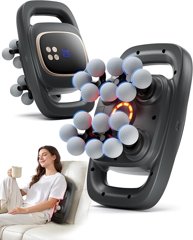 16 Head Massage Gun Deep Tissue Back Massager with 3 Modes &amp 30 ntensity Levels Professional Percussion Muscle Gun for Legs Back Ideal for Home Gym and Office Use Grey