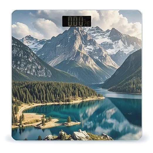 Lake Under Mountain Scale for Body Weight Digital Bathroom Scale Toughened Glass High Precision Scales for Body Weight with Large LCD Backlight Display Weight Scales