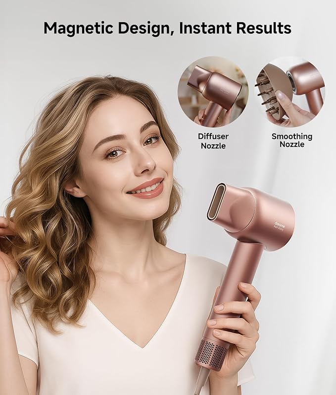 DREAME Hair Glory Combo High-Speed Hair Dryer 110000 RPM Motor 300 Million Negative Ions Fast-Dry in 2 Minutes Lightweight &amp Quiet Smart Temp Control Ideal for Smooth Shiny Hair