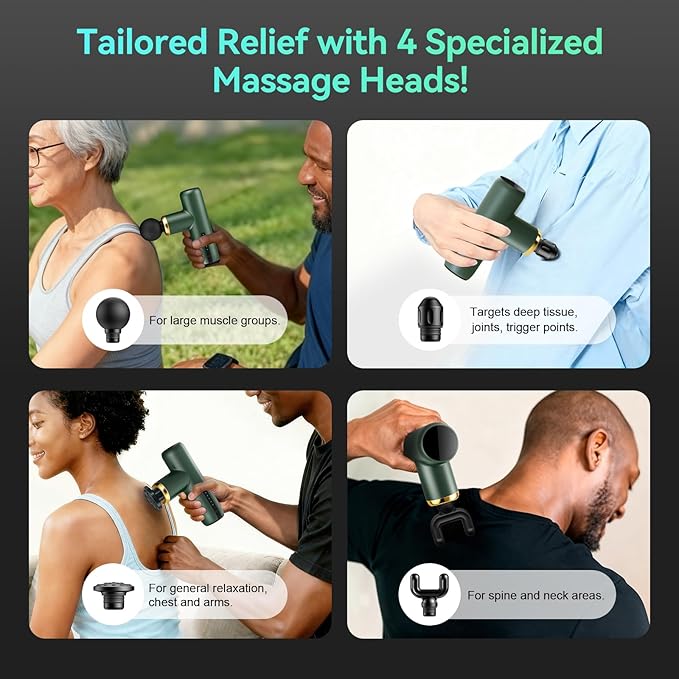 Mini Massage Gun Pocket-Sized Massage Gun Deep Tissue Quiet Portable Percussion Muscle Travel Massager GunBack/Neck Massager for Pain Relief Deep Tissue(Green)