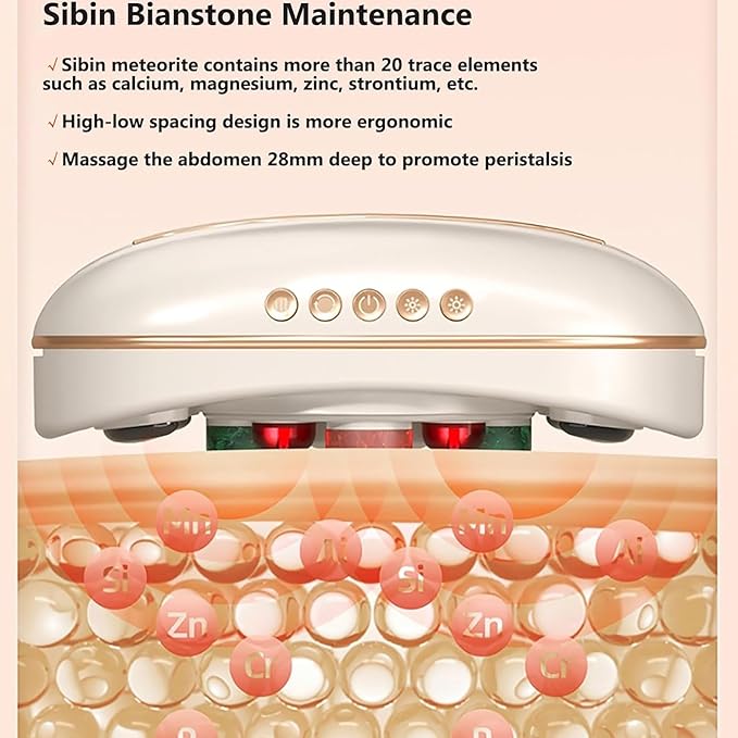Abdominal Stomach Massager Electric Bian Stone Tummy Kneading Instrument with 35mm Diameter Large Meteorite 3 Levels Intensity and Clockwise/counterclockwise Adjustable for Abdominal