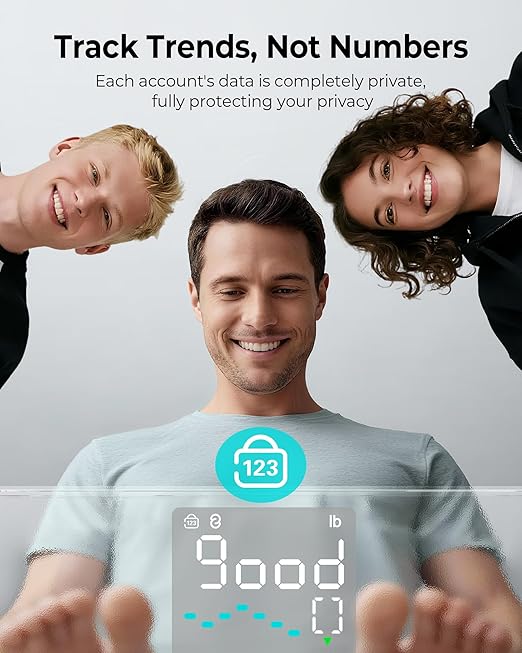 Ovutek Smart Body Fat Scale High Accurate Digital Bathroom Scale with 13 Body Composition Metrics Including BMI Muscle Mass Most Accurate to 0.05lb with Fitness App White