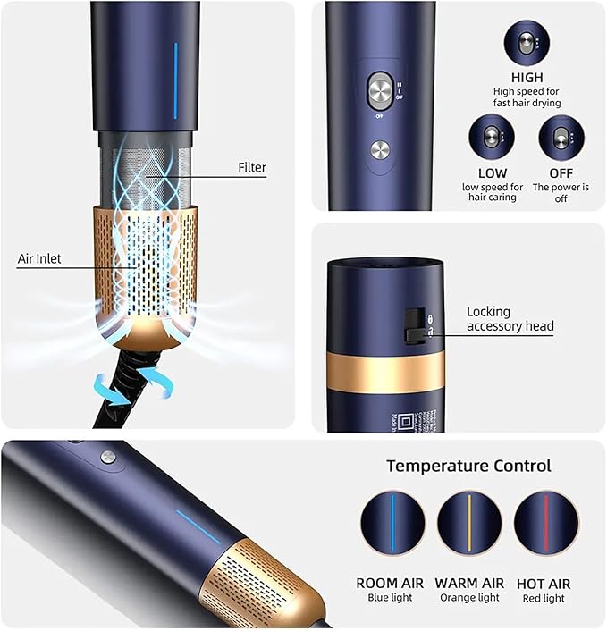 Automatic Curl Hair Curler Volume Waver Air Wrap Rotating Curling Iron 5 in 1 Curling Wand Set with Ceramic Barrel for Long/Medium Hair Include Glove &amp Clips