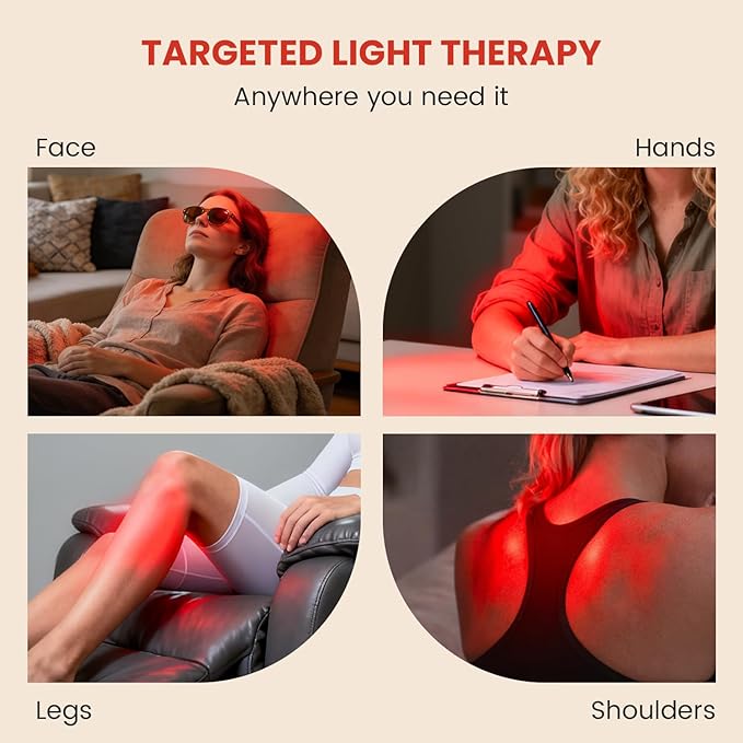 Aumtrly Red Light Therapy for Face and Body Use 660nm Red and 850nm Near Infrared Red Light Therapy Lamp with Clip and Angle Adjustable Small and Portable Suitable for Home or Travel Use Black