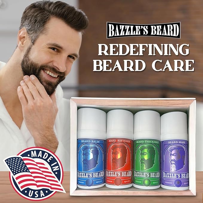 Bazzle's Beard Softener – Beard Balm Conditioner for Men with Biotin Softens Coarse Hair Deeply Moisturizes Facial Hair Conditions Skin and Adds Natural Shine Products for Mustache Care