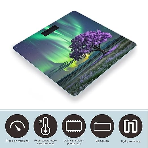 Artistic Purple Tree Bathroom Scale Digital Weight Scale Precision 400 Lbs Weighing Scales Large with LCD Backlight Display BMI Measures