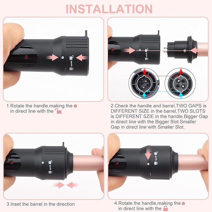 Wand Curling Iron Hair Crimper Emocci Pro Large 3 Barrel (0.35-1.25 Ceramic Barrel) Hair Crimper for Women Beach Waves Instant Heat Hair Waver Set for Long Hair Curlers 5-in-1 Curling Wand Set