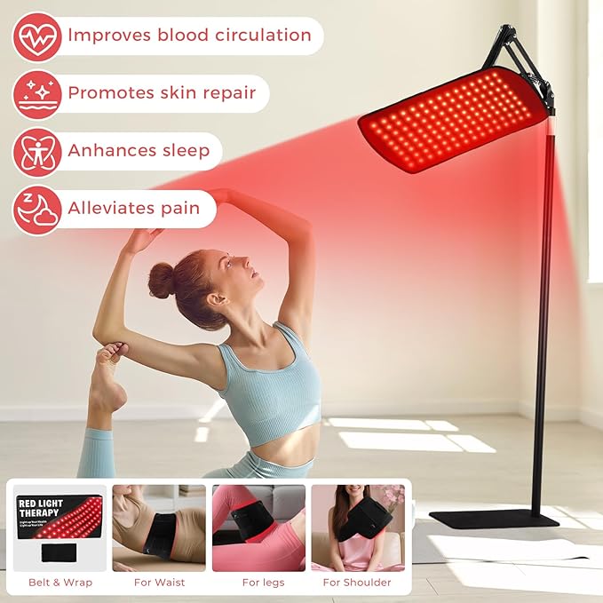 135 Red Light Therapy for Face and Body Multifunction Red Light Therapy with Stand Dual Different LEDs(660nm&amp 850nm) Light with Belt and Stand