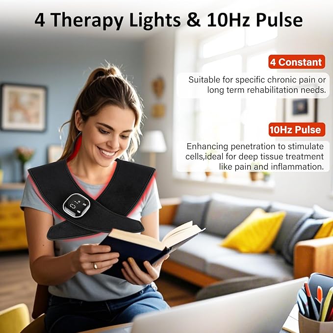 Sales Clearance All-in-One Cordless Red Light Therapy for Neck Shoulders and Back 850nm Infrared Therapy Heating Pad with Timer for Joints &amp Muscle Relaxation Easy Clean