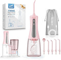 2026 New 350ML Water Flosser with Drainage &amp Storage Stand Keeps Dry &amp Clean 5 Modes 360°Nozzle Cordless Rechargeable IPX7 Waterproof Portable for Home &amp Travel (Pink)