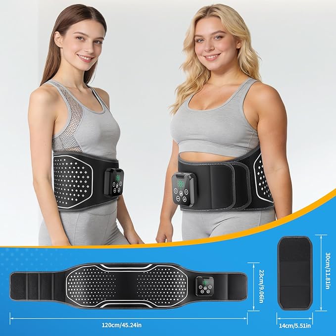 YUANBO Back Massager with Heat – Heated Massage Belt with Air Pressure Pads Heating Pad for Back Pain Relief with 4000mAh Battery – Gifts for Women Men and Family