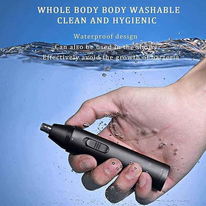 Ear and Nose Hair Trimmer Clipper Portable Waterproof 360° Rotating Nose Hair Trimmer with Snap-fit &amp Push-up Switch for Ears Nose &amp Eyebrow Trimming at Home Easy Cleansing (Color : White)
