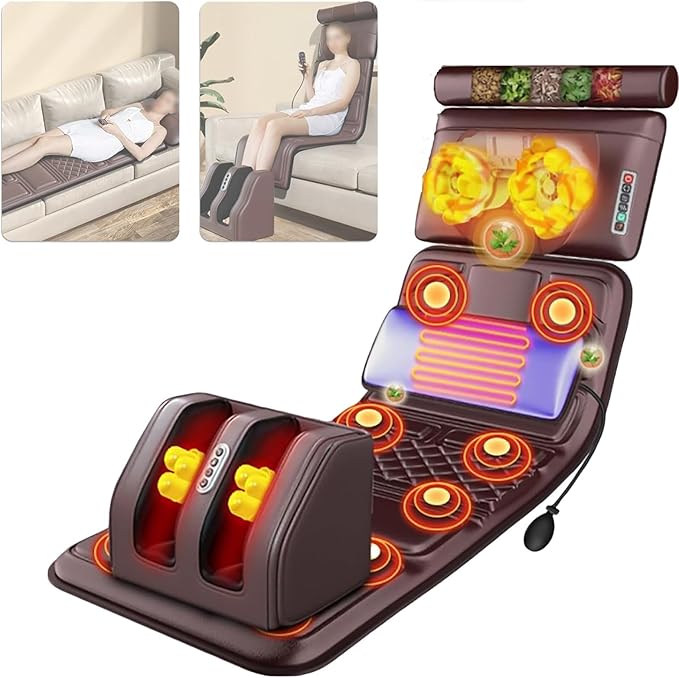 Back Massager 3D Kneading Massage Cushion 9 Modes Three Speed Timer Constant Temperature Heat 10 Vibration Motors Suitable For Home Use