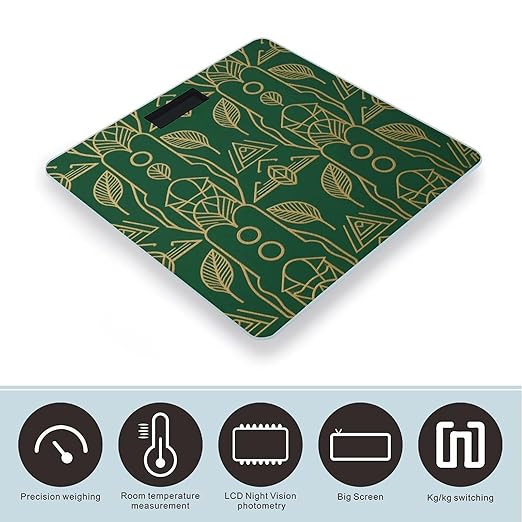 Peel and Stick Art Deco Weight Scale Large Bathroom Scales Digital Weight with Bright LED Display Non Slip Automatic Weighing Scale Fashion Weighing Machine for Body