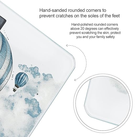 Blue Hot Air Balloon Digital Bathroom Scale for Body Weight Weighing Scale with Backlit LCD Display High Precision Measurements &amp Measures Weight Up to 180kg