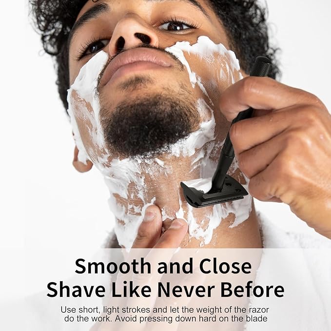 Matte Black Safety Razor Kit with Exfoliating Gloves
