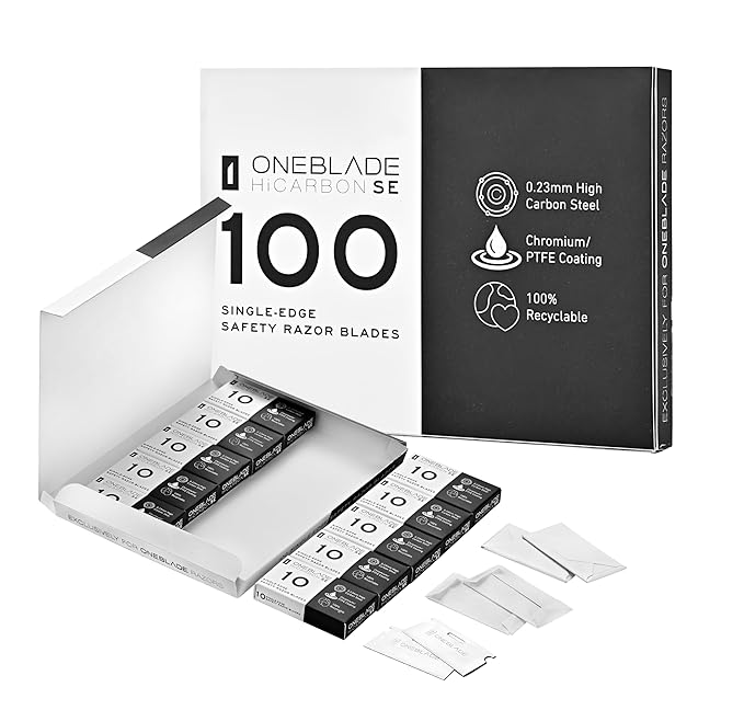 OneBlade HiCarbon SE Safety Razor Blades - Replacement Blades for OneBlade Element Genesis Dawn Core and Hybrid Razor - Single Edge Blade for Shaving
