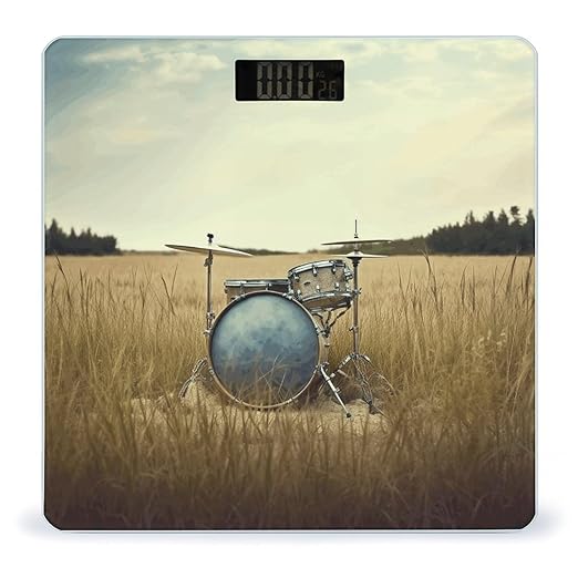 Music Drum in Field Scale for Body Weight High Precision Digital Weight Scales with LCD Display Anti-Slip Sturdy Slim Tempered Glass Bathroom Scale for Home Use
