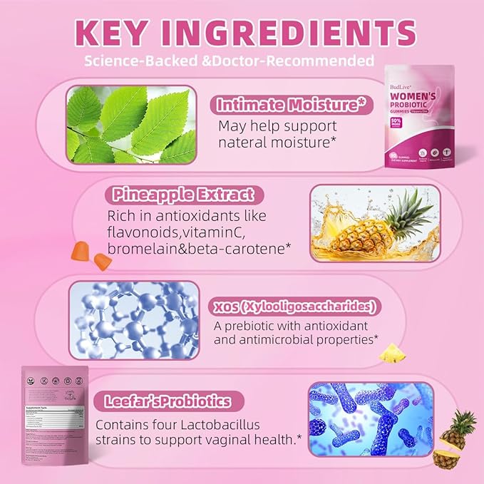 2pack Vaginal Probiotics Gummies for Women Feminine Balance pH Gummies for Healthy Odor Yeast Balance &amp Flora + Vitamin C for Immune Support -Pineapple (90Ct/ Pack)