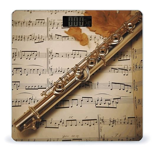 Flute Music Scale for Body Weight High Precision Digital Weight Scales with LCD Display Anti-Slip Sturdy Slim Tempered Glass Bathroom Scale for Home Use