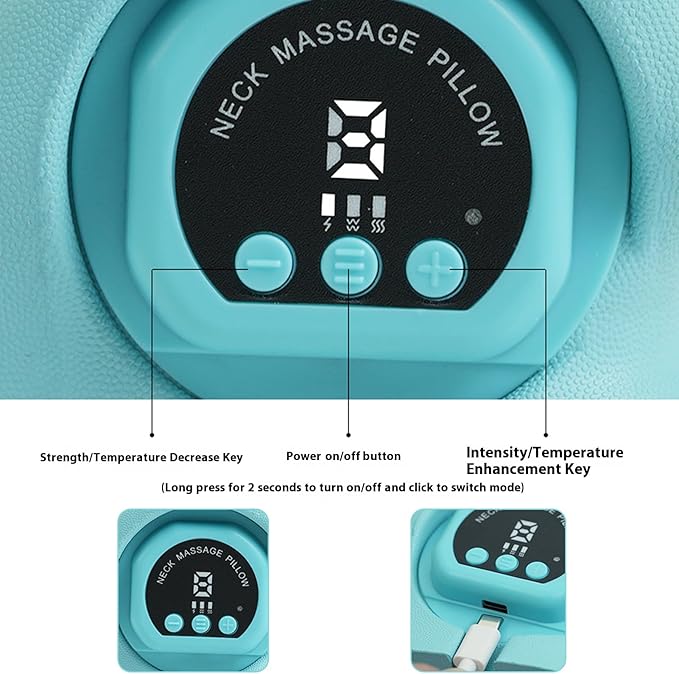 Cordless Electric Traction Neck MassagerMulti-Purpose Neck Massager PillowDeep Tissue Neck Shoulder Pain Relief Relaxer Ergonomic Portable Heated Vibration Neck Stretcher Cervical Pillow