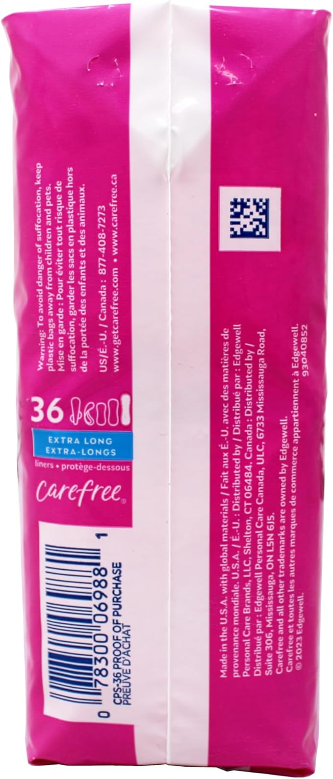 Carefree Extra Long Panty Liners Unscented Multi-Fluid Protection 36 Count (Pack of 5)