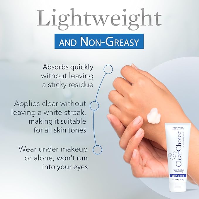Clear Choice Sunscreen for Face SPF 45 Oil Free Sunblock &amp Light Moisturizer with Zinc Oxide Reef-Safe Broad Spectrum Water-Resistant No White Cast Dermatologist Recommended 4oz