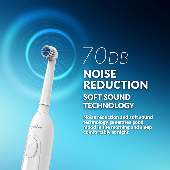Supersonic TB-1000 Sonic Zoom+ Advanced Rotating Electric Toothbrush | 8800 OPM | Wireless Charging | 3 Cleaning Modes | 6 Brush Heads | Auto Timer | Travel Case | Black (White)