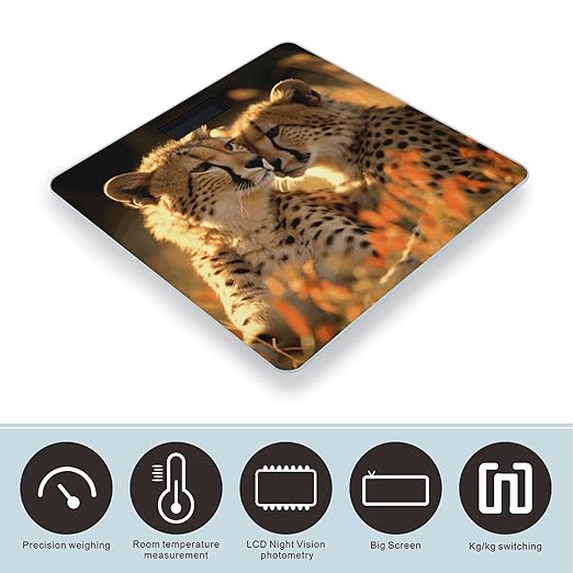 Cheetah Love Digital Bathroom Scale for Body Weight Weighing Scale with Backlit LCD Display High Precision Measurements &amp Measures Weight Up to 180kg