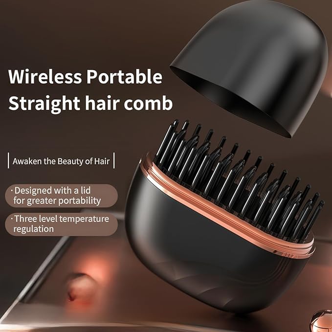 Mini Hair Straightener Cordless Rechargeable 2-in-1 Hair Straightener &amp Curler 3-Speed Temperature Control Fast Heating Anti-Scald Design Lightweight &amp Portable for Travel Home Use (Blac
