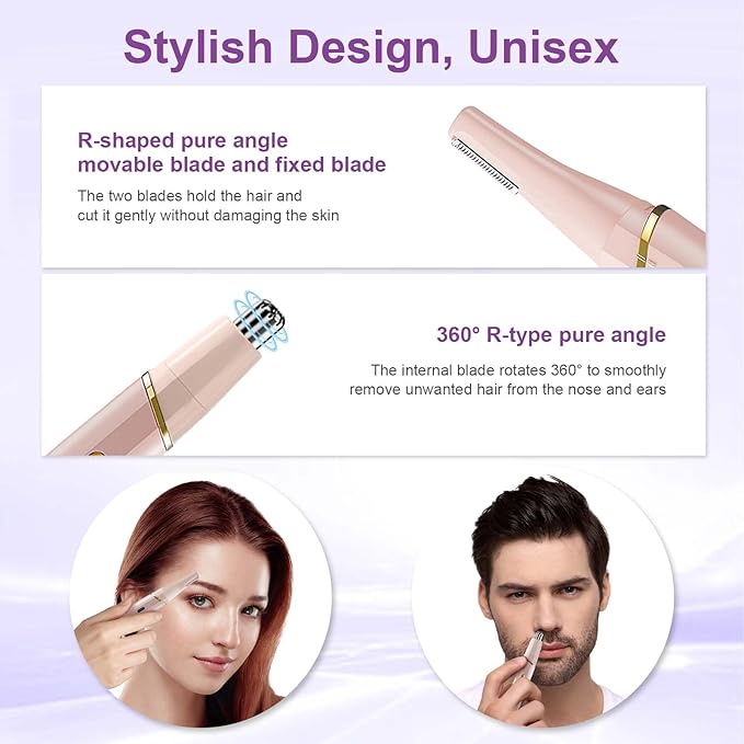 cjc Nose Hair Trimmer for Women 2025 Professional Painless 2 in 1 USB Rechargeable Eyebrow &amp Facial Hair Trimmer Precision Tool with Powerful Motor and Dual-Edge Blades