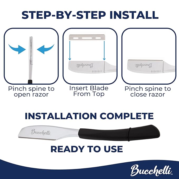 Black Straight Razor W/Pack Of 10 Blades-R29bk