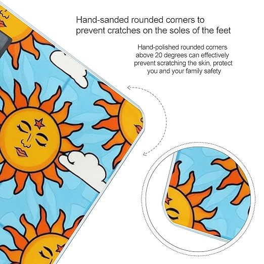 Women's Fashion Automatic Switch Digital Bathroom Weighing Scale Smart Scale Sun Clouds Blue Stripes Hippie Boho Style