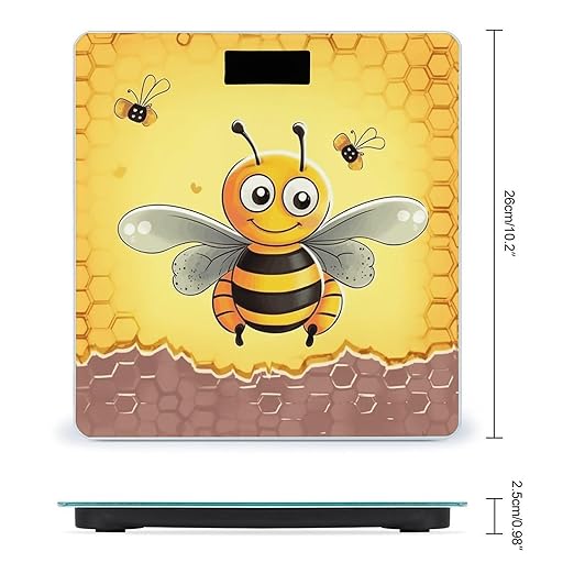 Bee on The Square Bathroom Scale Large LCD Backlight Display Digital Scale Rounded Corners Body Scales Automatic Power On/Off Bathroom Scales for Home Bedrooms