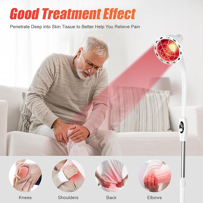 Infrared Light 275W 50-60 Hz Near Red Light Heat Lamp Pain Red Standing Lamp Set for Body Pain