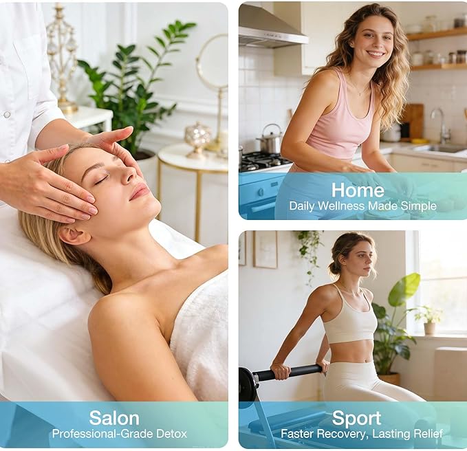 Dual Ionic Foot Bath Detox Machine ion Detox Foot Bath Spa Cleanse System for 2 Users with MP3 Music Player 2 Array 2 Wrist Band 5 Liners