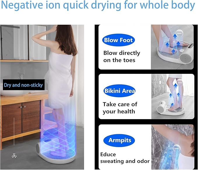 Body Dryer Full Body Dryer for Shower Body Hair Dryer Negative Ion Body Heater Hair Dryer Natural Warm Air Body Drying 2 Wind Speeds Quick Drying for Home Hotel