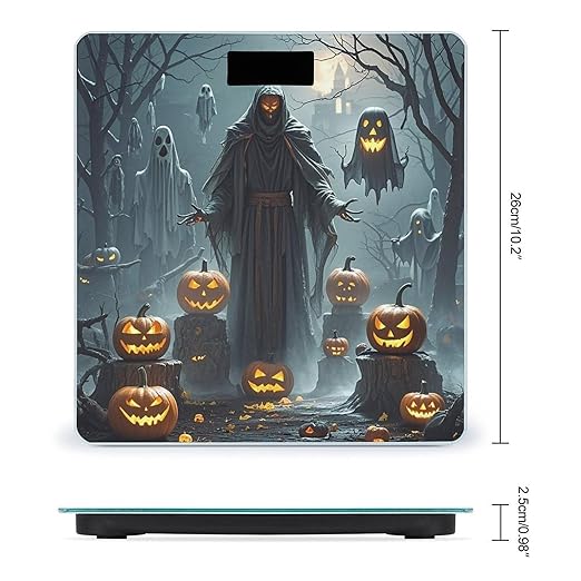 Grim Reaper Bathroom Scale for Body Weight with High Precision Large LCD Backlight Display Digital Weighing Scale with BMI Capacity Up to 180kg