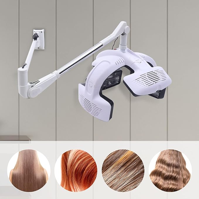 110V 1500W Wall Mounted Hair Dryer Hooded Dryer for Salon Adjustable Swing Arm Professional Hair Dryer Hairdressing Equipment